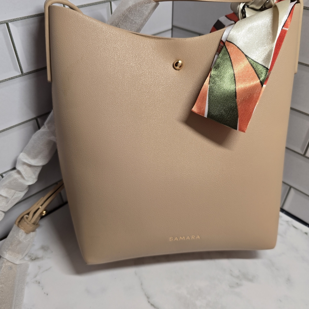 NEW Samara Tan Shoulder Bag with Scarf Detail